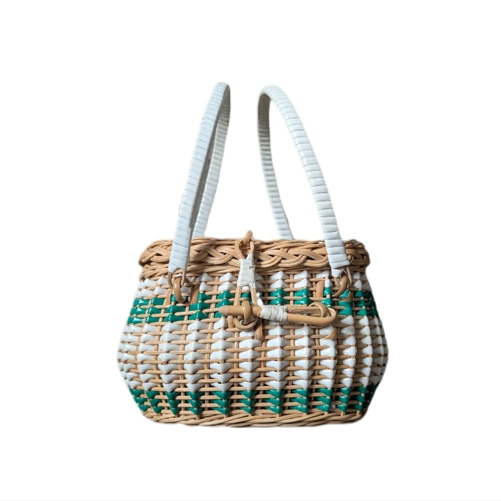 Vintage Handmade Whimsi Boho Cottage Woodland Fairy Woven Wicker Basket Bag